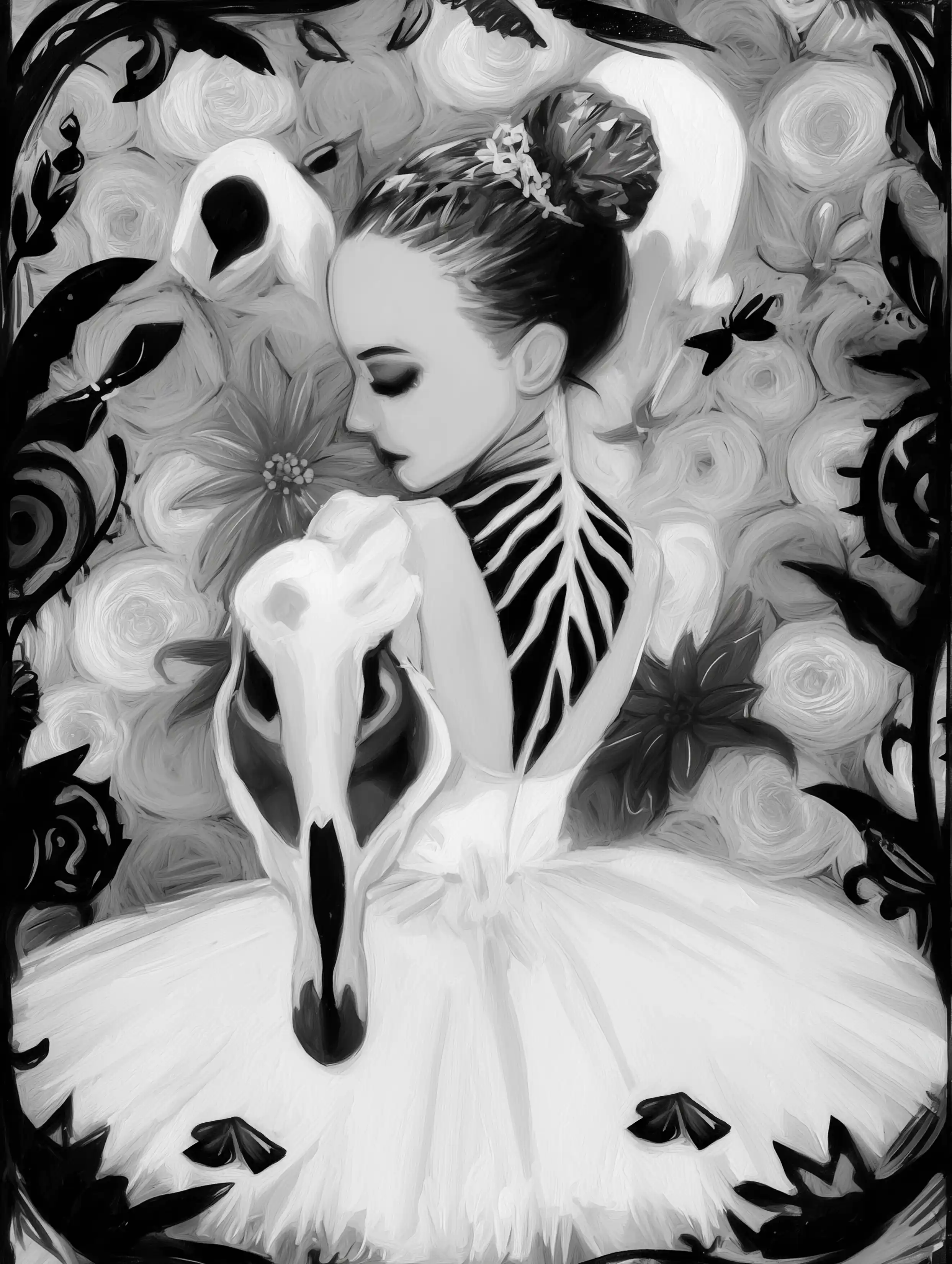 Free ballerina coloring page for adults featuring from behind ballerina